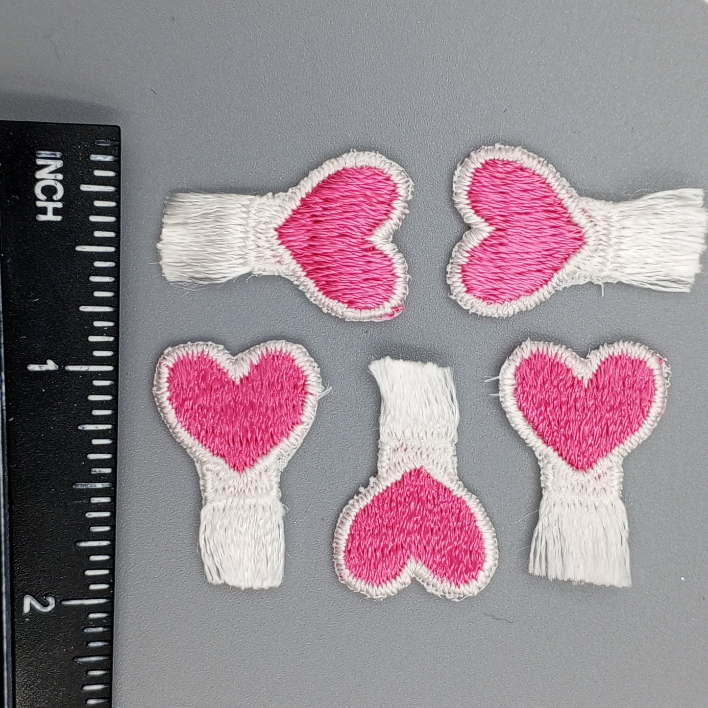 Valentine's Day Hearts Fringe White pink Cute HEART appliques VINTAGE Iron on Patches #652