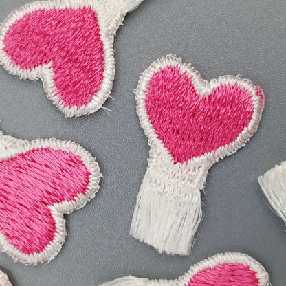 Valentine's Day Hearts Fringe White pink Cute HEART appliques VINTAGE Iron on Patches #652