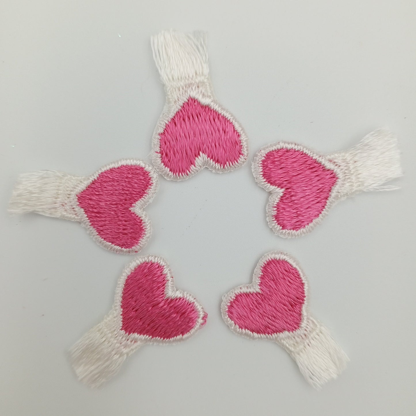 Valentine's Day Hearts Fringe White pink Cute HEART appliques VINTAGE Iron on Patches #652