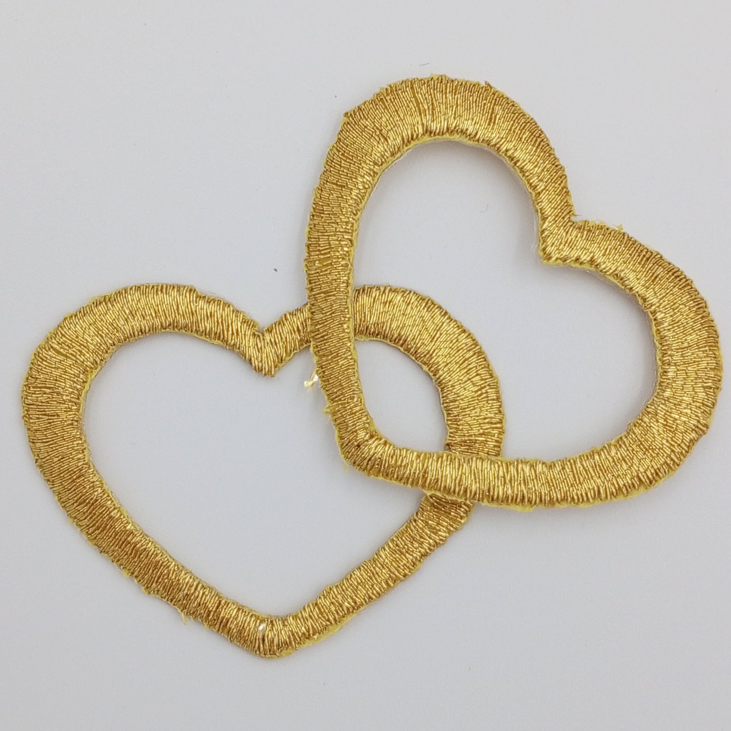 VALENTINE DAY Metallic Gold Heart Appliques VINTAGE Iron on Patches #642