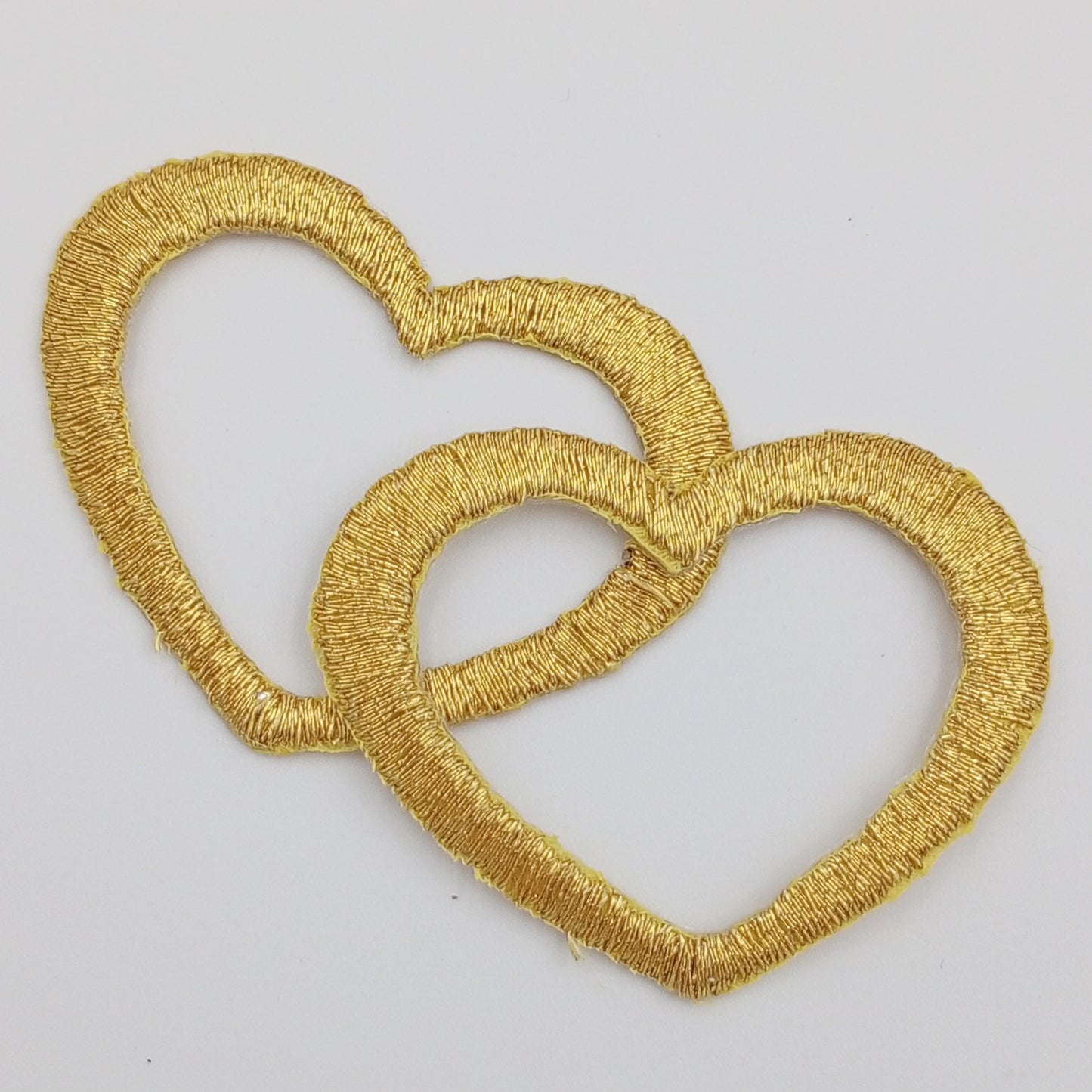 VALENTINE DAY Metallic Gold Heart Appliques VINTAGE Iron on Patches #642