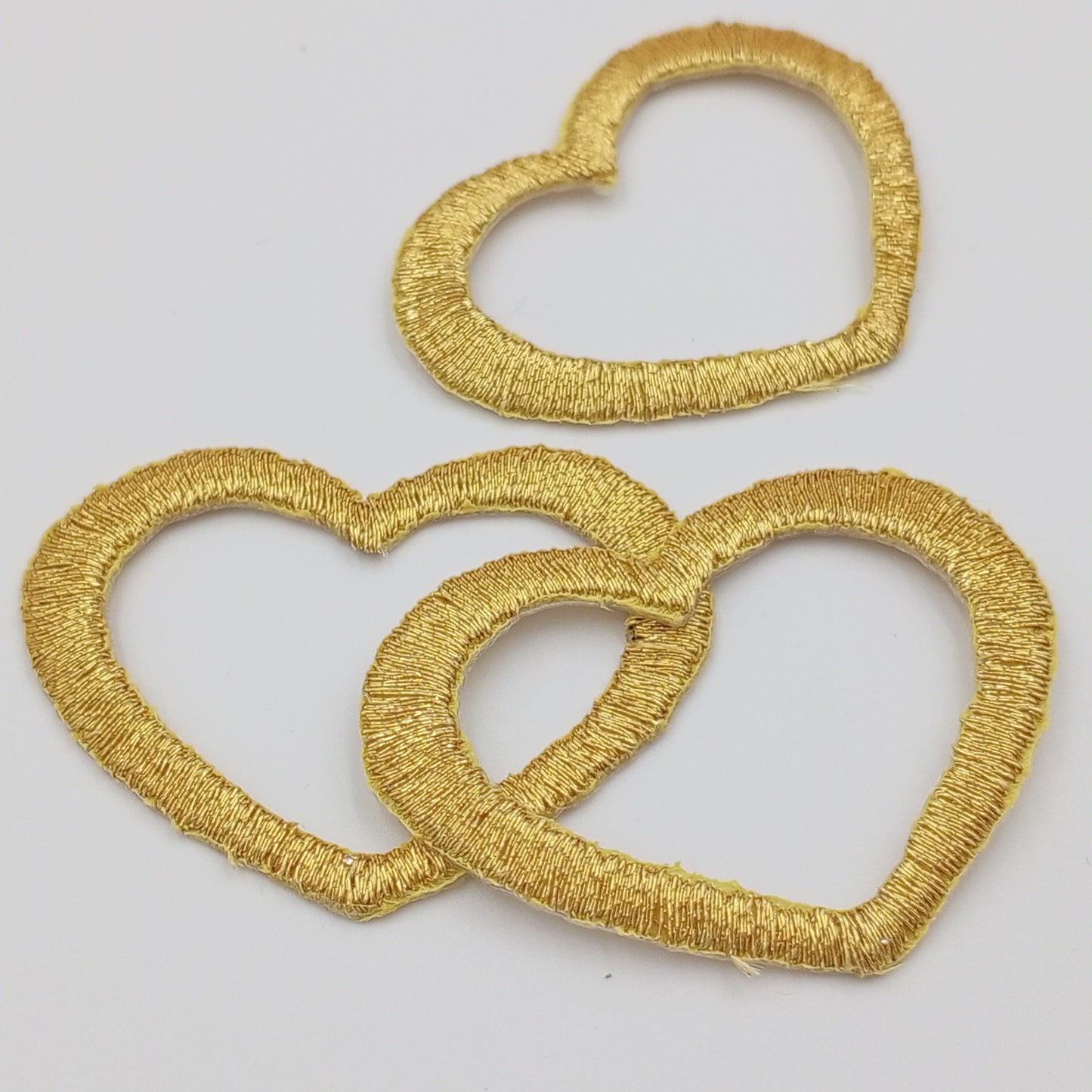 VALENTINE DAY Metallic Gold Heart Appliques VINTAGE Iron on Patches #642