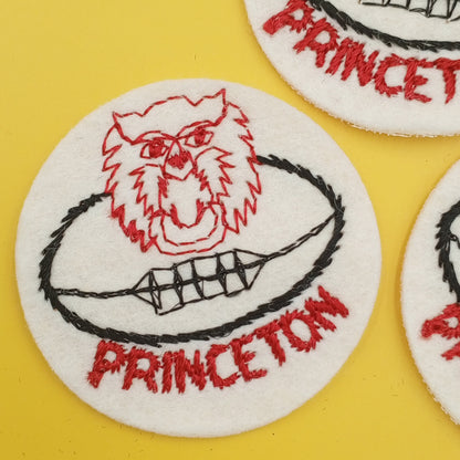 VINTAGE Badge Patches red black off-white, PRINCETON football Embroidered Appliques #745