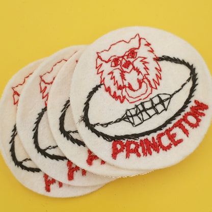 VINTAGE Badge Patches red black off-white, PRINCETON football Embroidered Appliques #745