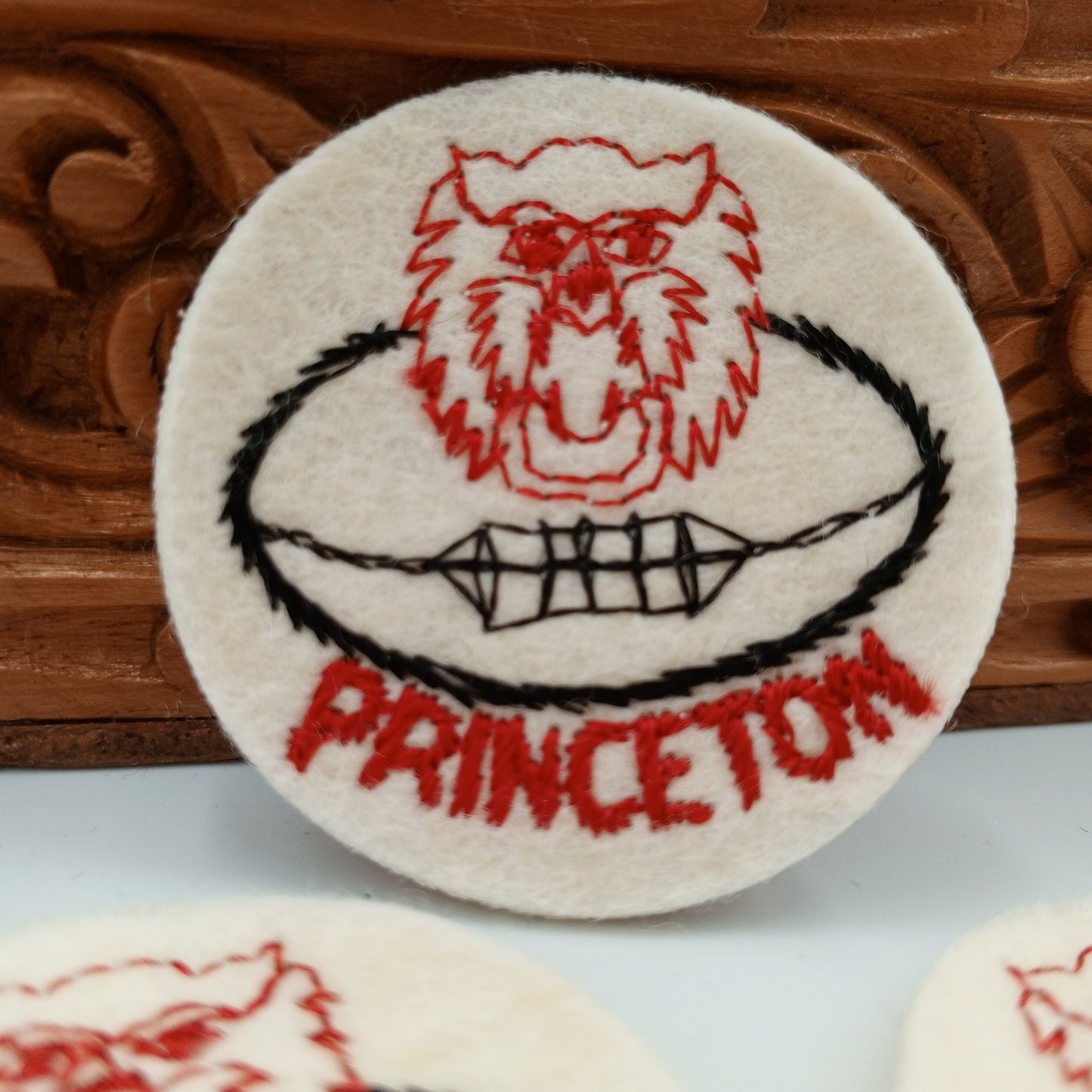 VINTAGE Badge Patches red black off-white, PRINCETON football Embroidered Appliques #745