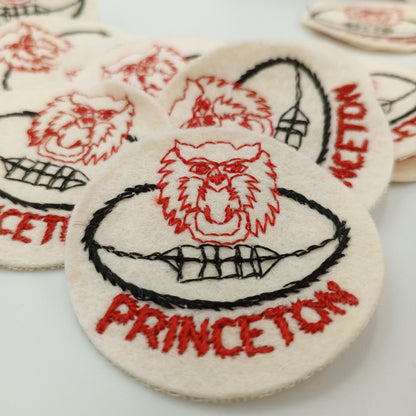 VINTAGE Badge Patches red black off-white, PRINCETON football Embroidered Appliques #745