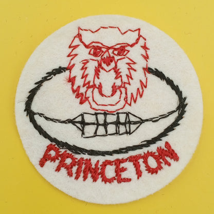 VINTAGE Badge Patches red black off-white, PRINCETON football Embroidered Appliques #745