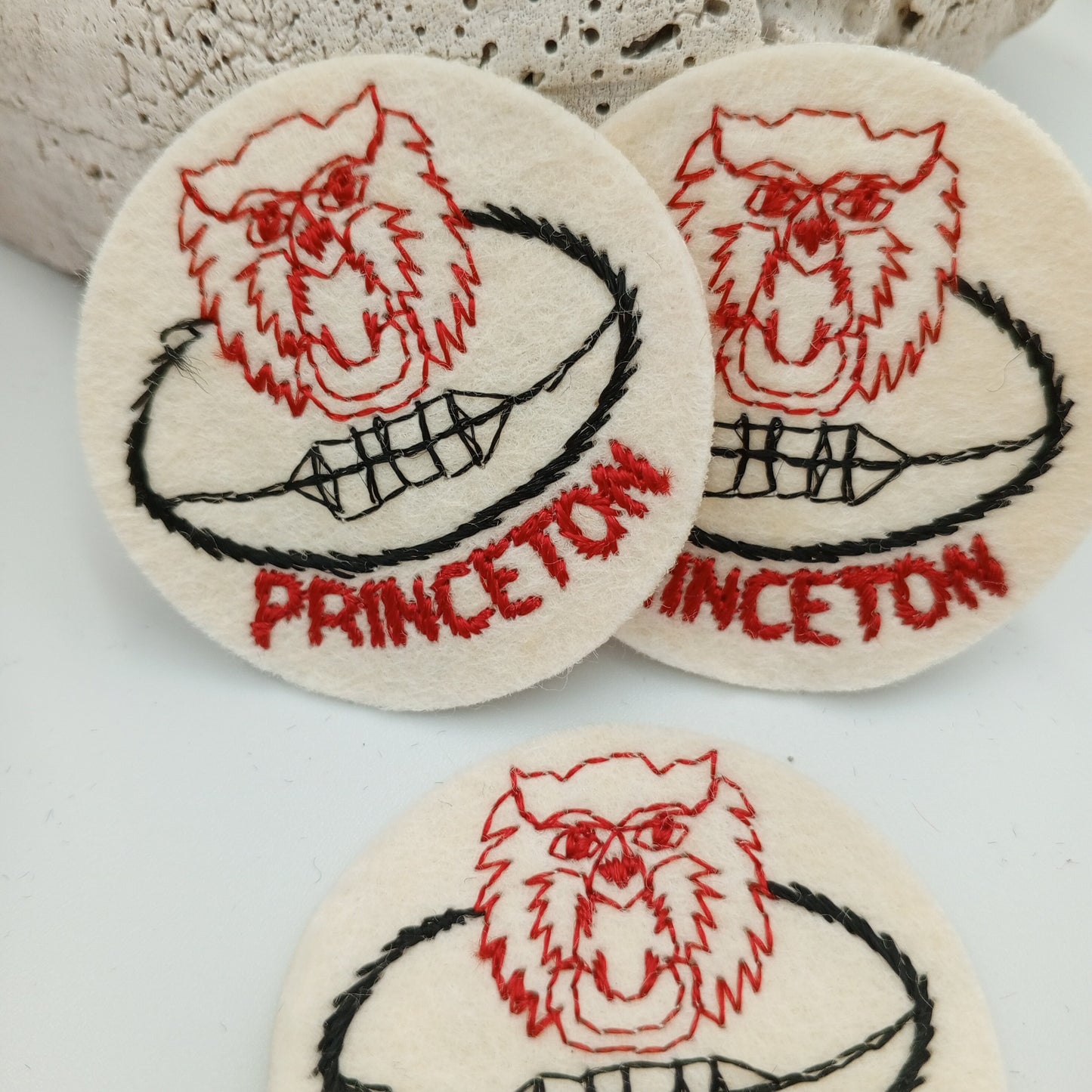 VINTAGE Badge Patches red black off-white, PRINCETON football Embroidered Appliques #745