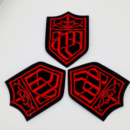 VINTAGE Badge Patches black Red Embroidered Patch Iron on Appliques #731