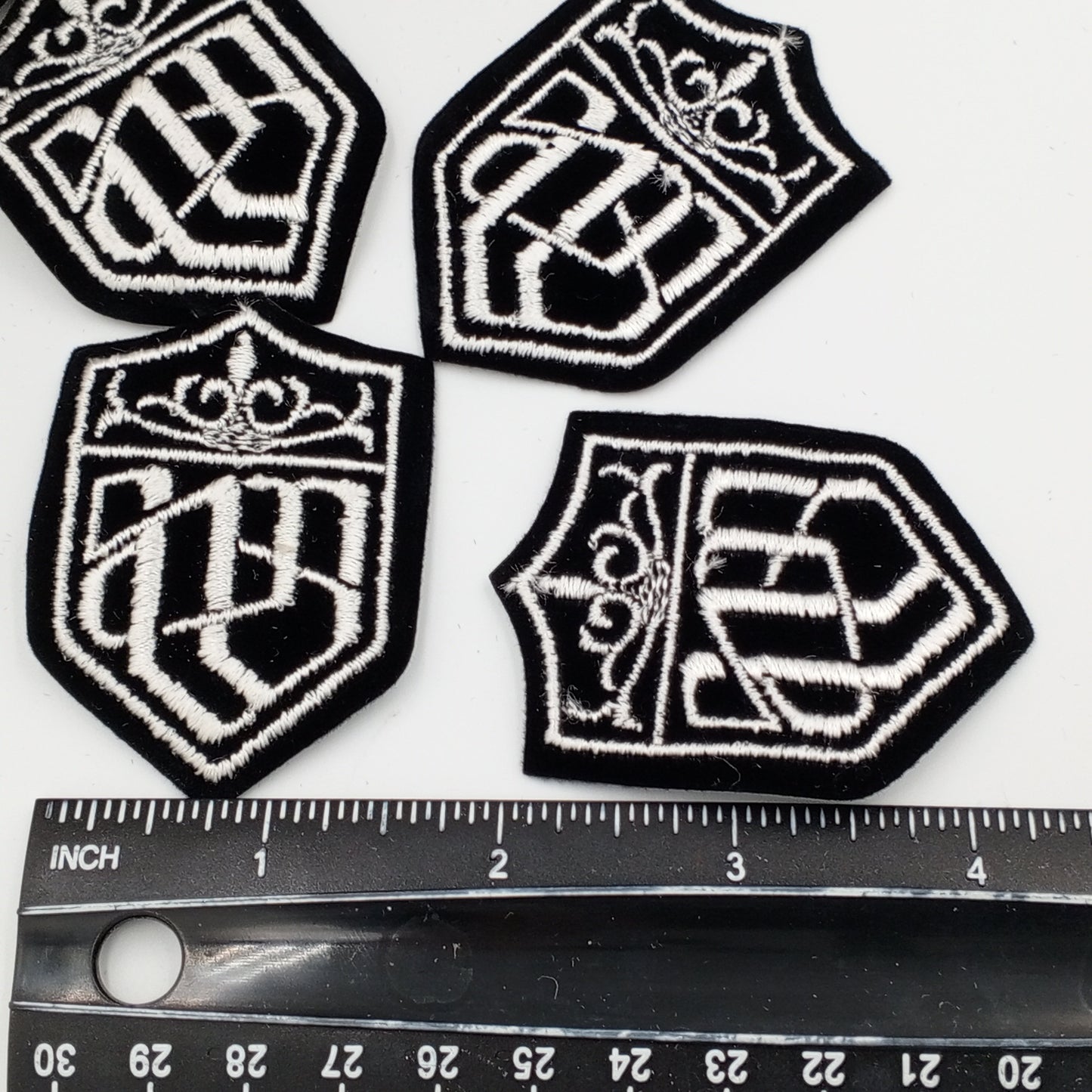 VINTAGE Badge Patches black White Embroidered Patch Iron on Appliques #730