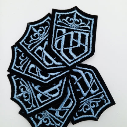 VINTAGE Badge Patches black light blue Embroidered patch Iron on Appliques #720