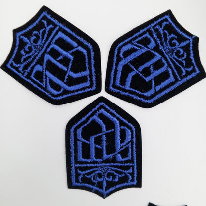 VINTAGE Badge Patches black Blue Embroidered Patch Iron on Appliques #718