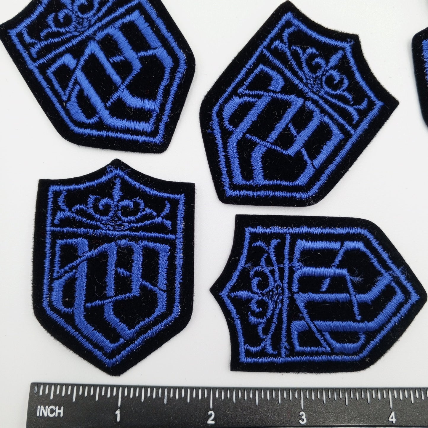 VINTAGE Badge Patches black Blue Embroidered Patch Iron on Appliques #718