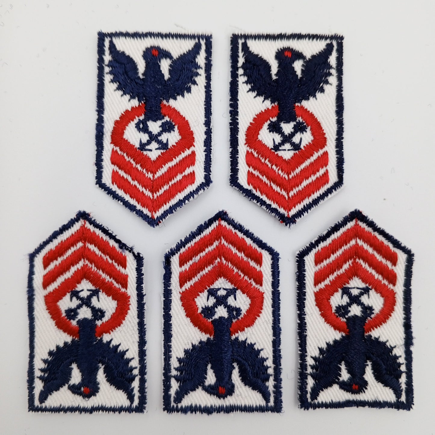 VINTAGE Navy Eagle Badge Patches white twill Red Embroidered patch Appliques #717