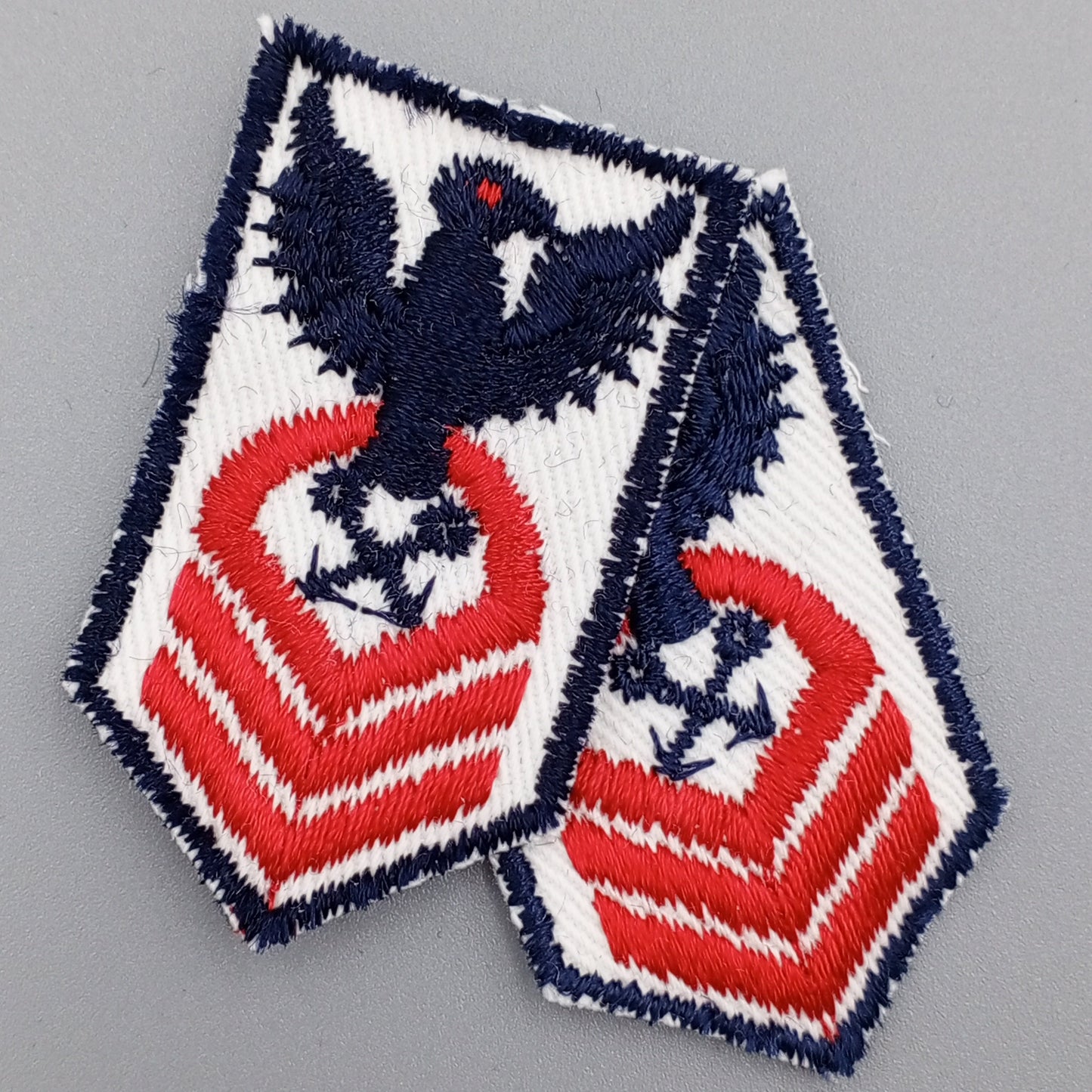 VINTAGE Navy Eagle Badge Patches white twill Red Embroidered patch Appliques #717