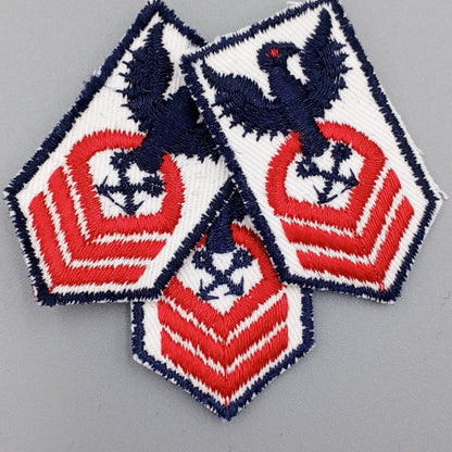 VINTAGE Navy Eagle Badge Patches white twill Red Embroidered patch Appliques #717