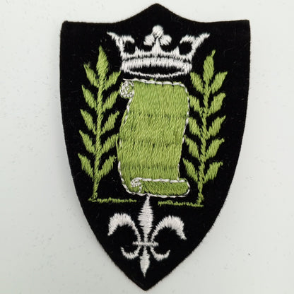 VINTAGE Badge Patches black, white Crown Olive green embroidered Scroll Patch Appliques #714