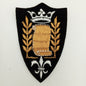 VINTAGE Badge Patches black, white crown Gold embroidered Scroll Patch Appliques #713