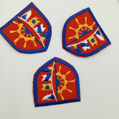 VINTAGE Badge Patches blue white red yellow gold Sail wheel Embroidery Patch Appliques #703