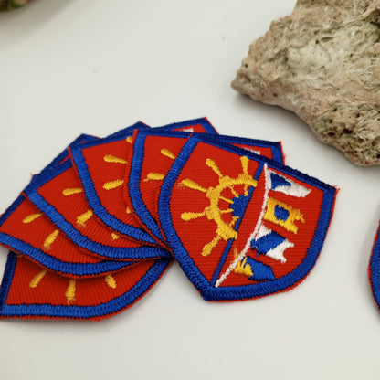 VINTAGE Badge Patches blue white red yellow gold Sail wheel Embroidery Patch Appliques #703