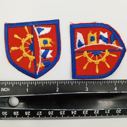 VINTAGE Badge Patches blue white red yellow gold Sail wheel Embroidery Patch Appliques #703