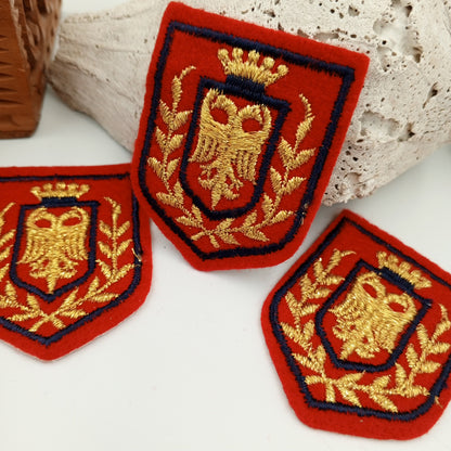 VINTAGE Red Badge Patches navy metallic gold Crown Embroidery Patch Appliques #701