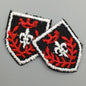 VINTAGE Badge Patches red white black shield Embroidered Appliques #709