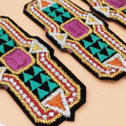 VINTAGE Badge Patches metallic gold, silver red orange, black green grape purple Embroidered Appliques #735