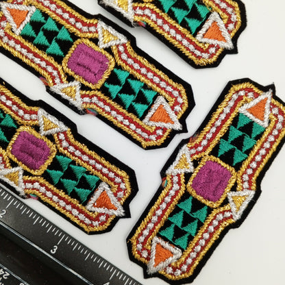 VINTAGE Badge Patches metallic gold, silver red orange, black green grape purple Embroidered Appliques #735