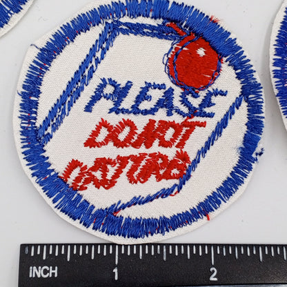 VINTAGE Badge Patches white red blue please do not disturb patch Embroidery Appliques #744