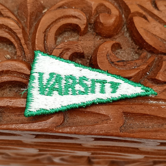 VINTAGE Badge Patches white green VARSITY Embroidered Appliques #751