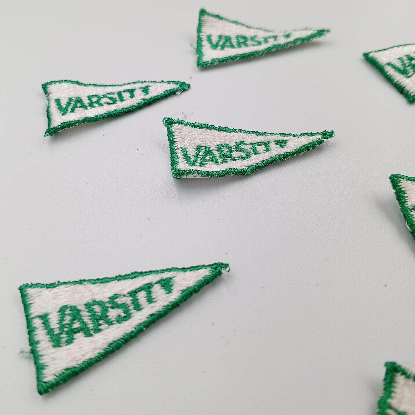 VINTAGE Badge Patches white green VARSITY Embroidered Appliques #751