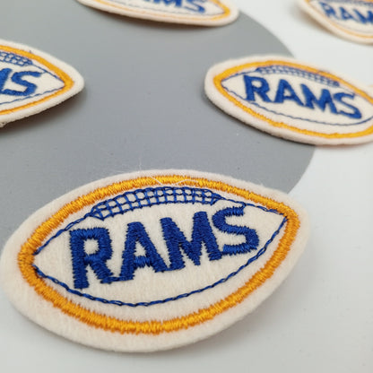 VINTAGE Badge Patches white yellow blue rams Embroidered Appliques #755