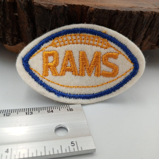 VINTAGE Badge Patches white yellow blue rams Embroidered Appliques #756