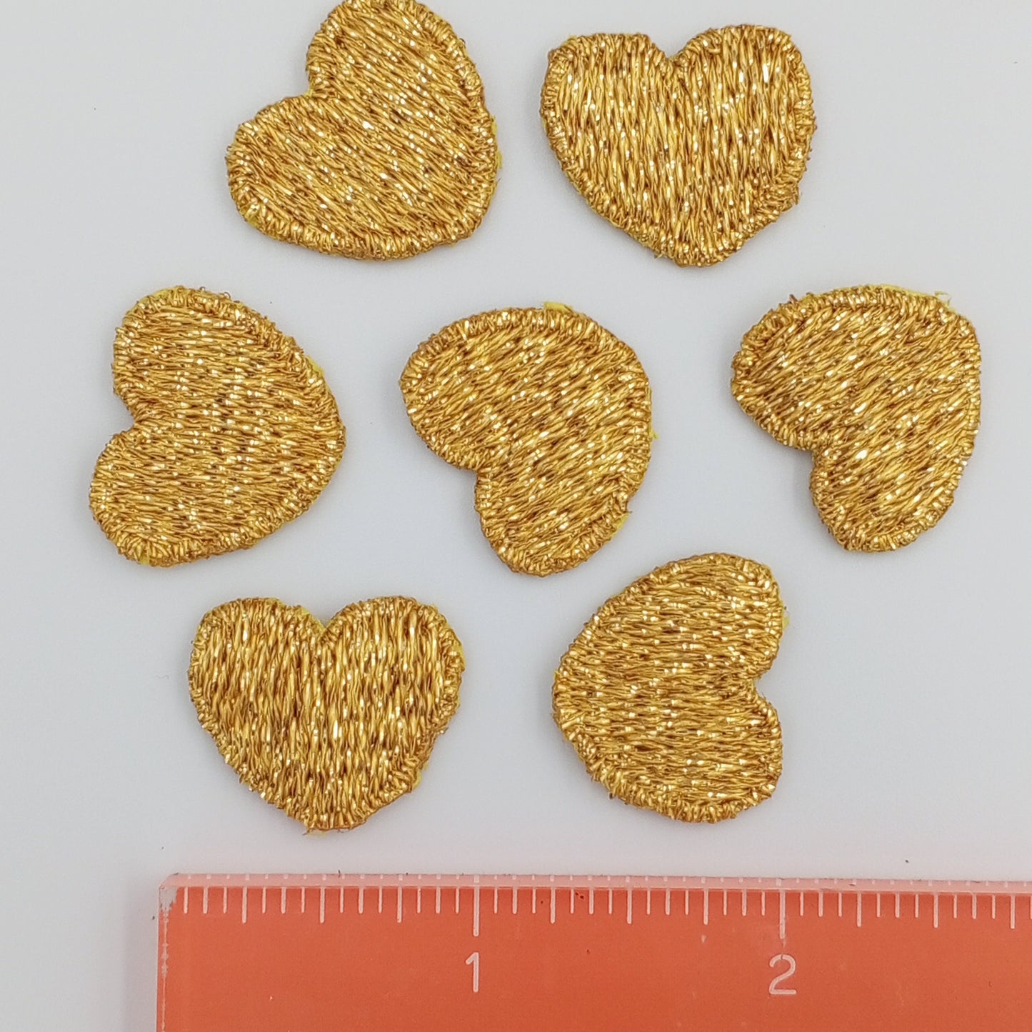 Metallic gold heart appliques VINTAGE sew on Patches for Valentine’s gift ideas #659