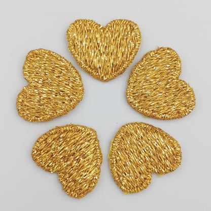 Metallic gold heart appliques VINTAGE sew on Patches for Valentine’s gift ideas #659