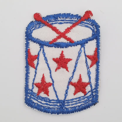 VINTAGE Star drum Patches red blue white Embroidered Appliques #942