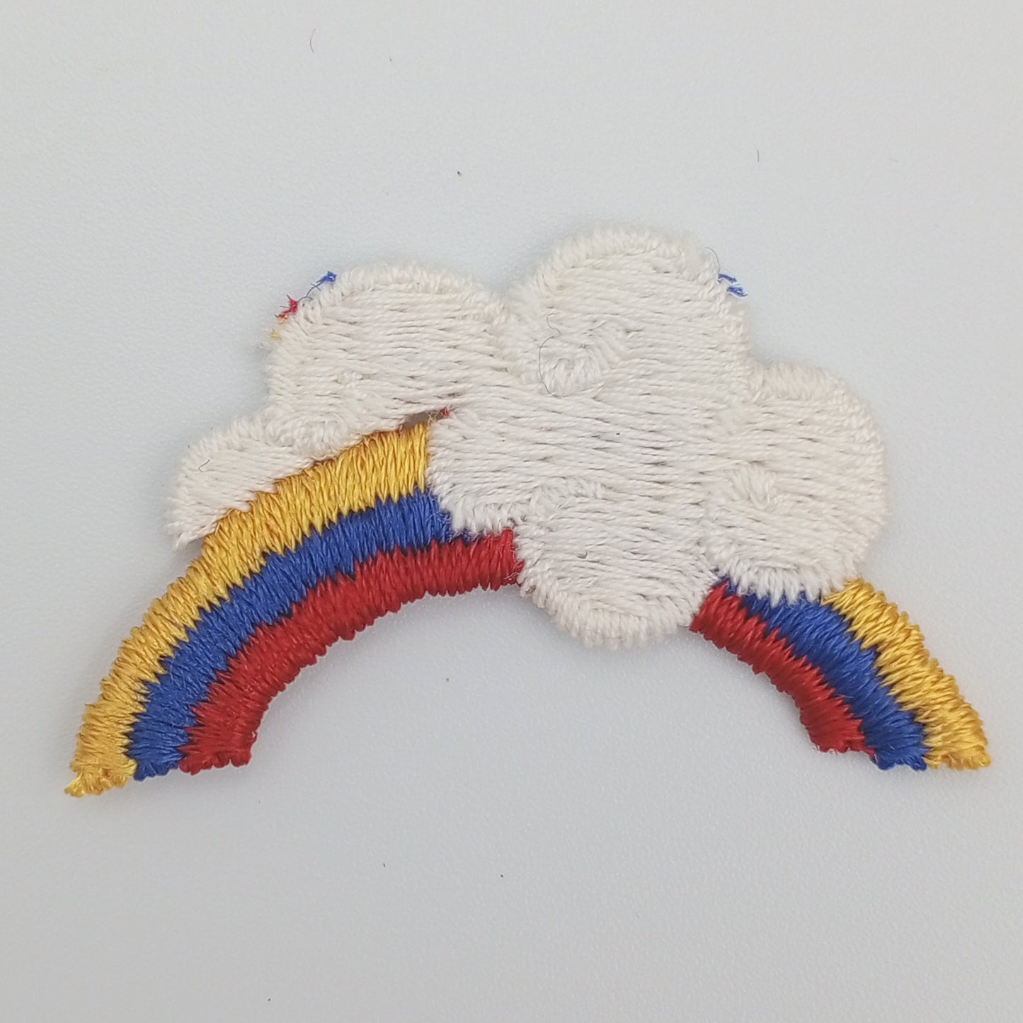 VINTAGE Rainbow Cloud Patches navy blue yellow red white Embroidered Appliques #931