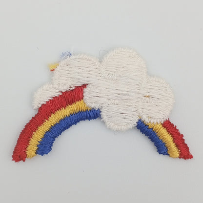 VINTAGE Rainbow Cloud Patches navy blue yellow red white Embroidered Appliques #931