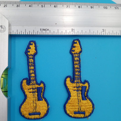 VINTAGE electric guitar Patches blue yellow Embroidered Appliques #944