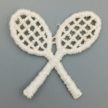 Ivory Tennis Patches Racquets Embroidery Tennis Championship Rackets Patch Symbol for DIY Sewing Decorative Accents and Embellishments #915