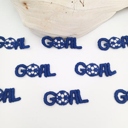 VINTAGE Letter Words Patches white blue GOAL soccer/football Embroidered Appliques #801