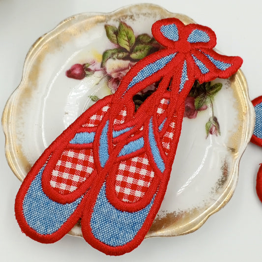 BALLET SHOES patches Ballerina Red Denim Blue VINTAGE Iron on Ballet Themed Clothing Patches Heat Transfer Embellishments Decoration #933