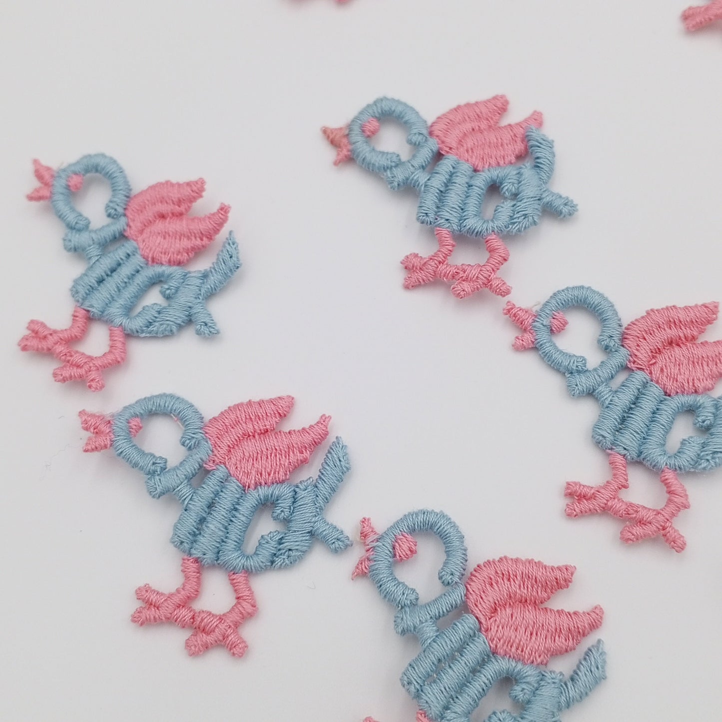 VINTAGE Letter Words Patches pink blue chick Embroidered Appliques #806