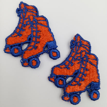 Retro Orange Roller Skate Boots Appliques Vintage Blue Roller Boots Embroidered Roller Shoes Sewing Patches for a Vintage Aesthetic #907