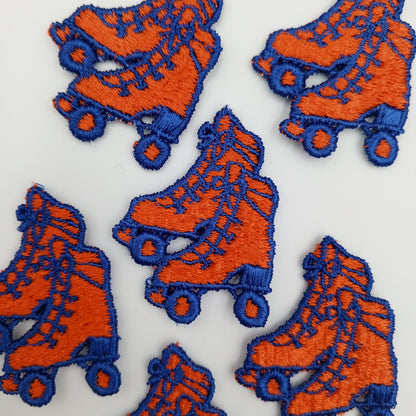 Retro Orange Roller Skate Boots Appliques Vintage Blue Roller Boots Embroidered Roller Shoes Sewing Patches for a Vintage Aesthetic #907