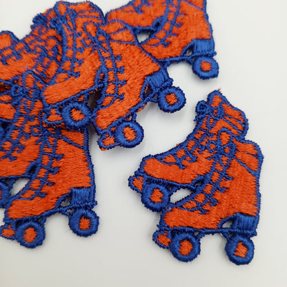 Retro Orange Roller Skate Boots Appliques Vintage Blue Roller Boots Embroidered Roller Shoes Sewing Patches for a Vintage Aesthetic #907