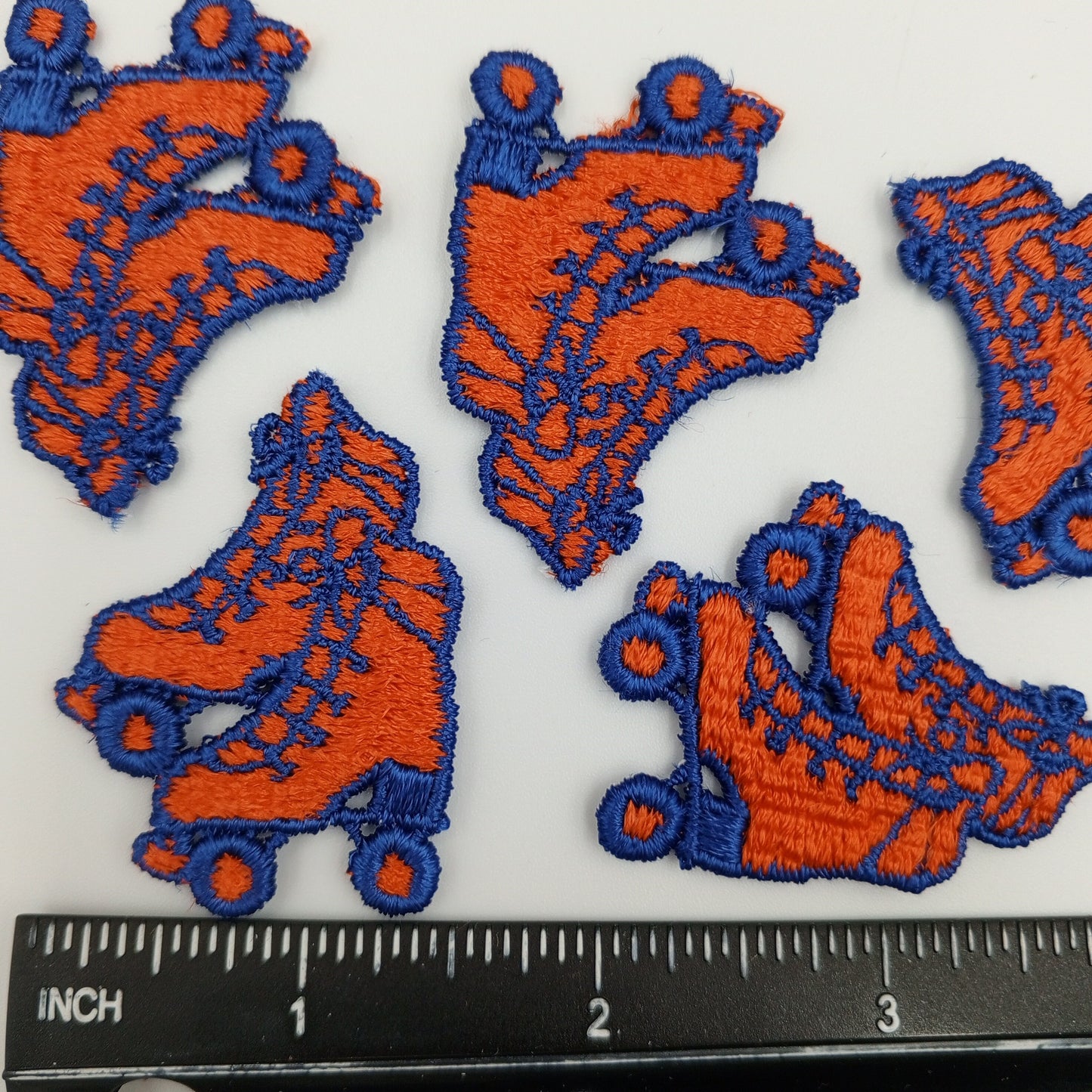 Retro Orange Roller Skate Boots Appliques Vintage Blue Roller Boots Embroidered Roller Shoes Sewing Patches for a Vintage Aesthetic #907