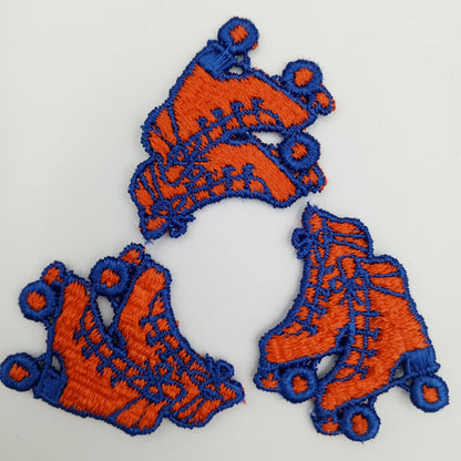 Retro Orange Roller Skate Boots Appliques Vintage Blue Roller Boots Embroidered Roller Shoes Sewing Patches for a Vintage Aesthetic #907