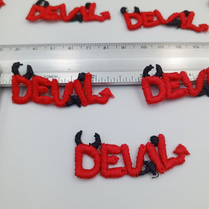 VINTAGE Letter Words Patches black red devil Embroidered Appliques #807